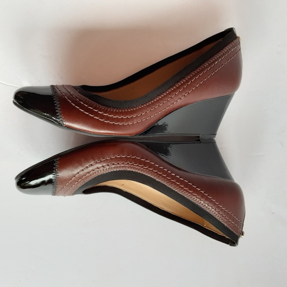 Antonio Melani Black Brown round toe wedge - Picture 5 of 8